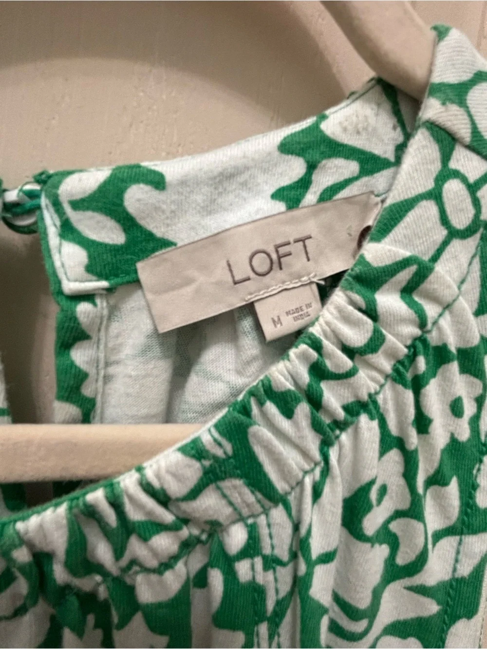 LOFT Women’s Green & White Floral Sleeveless Shift Dress Size Medium - Picture 2 of 4